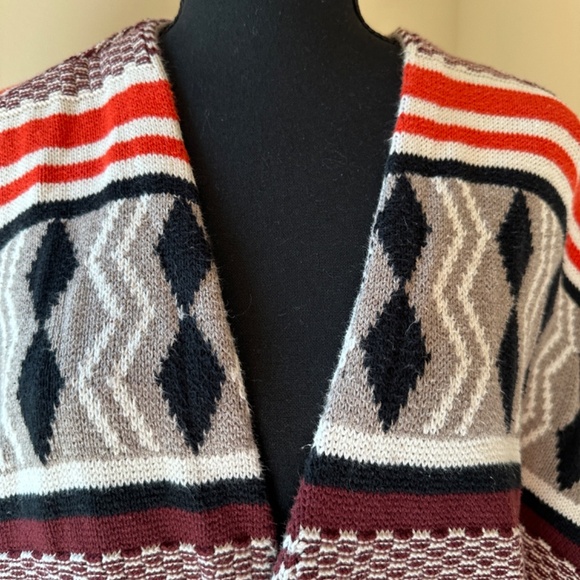 *OLD NAVY* Orange x Black Tribal Pattern Open-Front Cardigan Sweater Size XXL - Picture 2 of 7